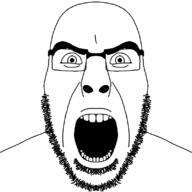 angry beard glasses looking_at_you open_mouth soyjak stubble subvariant:cobson_front2 template thick_eyebrows variant:cobson white_eyes // 800x800 // 40.7KB