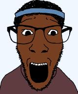 black_skin clothes glasses hair head_band movie nauls_(the_thing) open_mouth soyjak stubble sweater the_thing transparent_background variant:dylanjak // 552x664 // 14.7KB