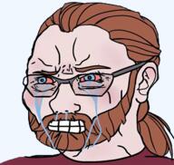 angry beard bloodshot_eyes crying glasses meta:nas red_eyes tear teeth variant:wojak vaush vaush_is_a_pedonigger_and_he_should_kill_himself // 556x528 // 330.1KB