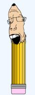 eraser glasses open_mouth pencil series:objakt soyjak stubble variant:parrotjak white_skin wild_woody // 440x1197 // 21.7KB