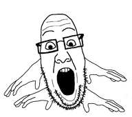 animated ext=gif forehead_lines forehead_wrinkles glasses hand hands_up head no_background no_body open_mouth series:ppp_creatures stubble transparent_background variant:ppp waddling walking weird white_skin // 1278x1133 // 372.2KB