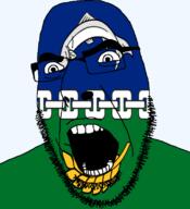 angry animal berwickshire british fish flag flag:berwickshire glasses hair looking_to_the_left open_mouth plant scotland soyjak stubble teeth thick_eyebrows united_kingdom variant:cobson wheat // 721x789 // 96.5KB