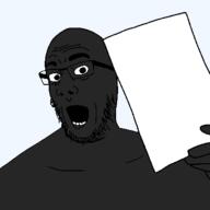 beard black_skin eyebrows glasses hand holding_object nigger open_mouth thick_eyebrows transparent transparent_background variant:comicjak // 400x400 // 8.3KB