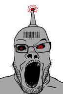 barcode black_sclera cyborg grey_skin meta:tagme red_eyes robot sber science variant:feraljak // 530x788 // 96.3KB