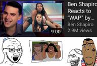 2soyjaks ben_shapiro black_skin blacked brown_skin cardi_b fat female happy_merchant irl judaism music negro open_mouth shieet subvariant:hornyson united_states variant:cobson variant:soyak youtube // 1280x876 // 211.3KB