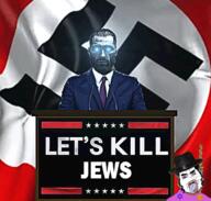ack adolf_hitler badge blue_eyes clothes donald_trump gigachad hanged hanging hitlerism jewish_nose judaism lets_kill_niggers nas:gigachad star_of_david suit suit_and_tie swastika variant:bernd // 613x584 // 462.3KB
