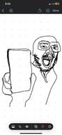 arm clothes glasses hand holding_object mustache open_mouth phone soyjak stubble variant:phoneboy // 828x1792 // 442.7KB