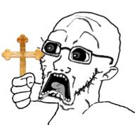 arm artist:janzyalgo christian_cross christianity cross ear fist glasses hair hand holding_cross holding_object open_mouth scared soyjak stubble subvariant:doctos teeth template tongue variant:soyak // 700x653 // 221.5KB