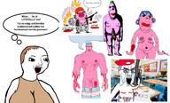 balding blood blue_hair breasts buff crying female fire firearm frankenpenis ftm green_hair gun holding_gun holding_knife holding_object holding_rifle huge_breasts knife lgbt_(4chan) masectomy_scars nlog open_mouth pink_skin pooner rifle scar school_shooter self_harm speech_bubble_empty stitches subvariant:gapejak_female subvariant:hornyson subvariant:unbotheredchud thought_bubble variant:chudjak variant:cobson variant:gapejak variant:soyak weapon wow_she_is_literally_me // 1738x1052 // 209.6KB