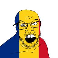 angry country flag glasses jacksepticeye looking_at_you mustache open_mouth romania soyjak stubble teeth variant:feraljak youtube // 1500x1500 // 23.1KB