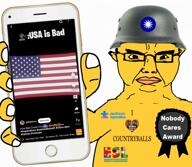 autism autism_speaks award badge chud combat_helmet communism countryball esl flag flag:afghanistan flag:angola flag:bhutan flag:brunei flag:china flag:cuba flag:east_turkestan flag:hong_kong flag:india flag:inner_mongolia flag:japan flag:khmer_rouge flag:laos flag:malaysia flag:mongolia flag:myanmar flag:north_korea flag:philippines flag:russia flag:south_korea flag:south_vietnam flag:soviet_union flag:tawian flag:tibet flag:united_states flag:vietnam glasses gook hammer_and_sickle heart hearts_of_iron helmet hoi4 holding_object holding_phone islam jewtube meta:flag_overdose nationalism shitnobodycaresabout star_(symbol) subvariant:chudjak_front taiwan text united_states variant:chudjak video youtube youtube_shorts // 2476x2160, 35.4s // 49.4MB