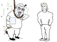 angry arm chad closed_mouth clothes crying ear flies glasses hair hanging open_mouth picture pointing poop soyjak stubble template variant:shotjak // 833x626 // 238.0KB