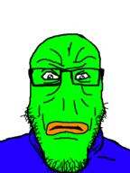blue_shirt closed_mouth clothes frog glasses oh_my_god_she_is_so_attractive pepe soyjak stubble variant:markiplier_soyjak // 600x800 // 16.4KB