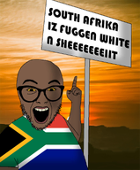 africa black_skin brown_skin flag:south_africa glasses open_mouth shading sheeeit smile south_africa variant:abortion_lover who_let_my_bvll_out_(namefag) yellow_eyes yellow_teeth // 794x960 // 548.4KB