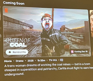 ack bloodshot_eyes coal crying first_jak hanging helmet lamp movie netflix open_mouth parody queen_of_coal rope soyjak suicide text tongue tranny trans troon variant:bernd // 715x621 // 660.7KB