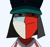 artist:ilovy cartoon clothes ena eyelashes female femjak game glasses hair hat looking_at_you nas newgrounds no_nose pale_skin red_skin smile soyjak subvariant:bridget variant:bernd variant:gapejak yellow_skin // 1200x1125 // 122.3KB