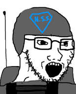 antenna bag gem glasses grey_shirt helmet mouth mouth_open national_soysphere_security nose stubble symbol teeth teeth_showing uniform variant:soyak vest // 500x621 // 76.9KB