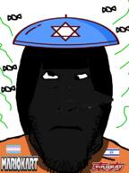 anime black-hair black_skin clothes cross_eyed hat israeli_flag jewish_nose judaism kippah mario mario_kart miko_(namefag) orange_tshirt star_of_david stinky stubble subvariant:neutralplier touhou transgender_flag variant:markiplier_soyjak video_game // 599x800 // 114.4KB