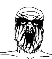 black_metal corpse_paint glasses mustache open_mouth soyjak stubble variant:a24_slowburn_soyjak white_background white_skin // 454x520 // 9.1KB