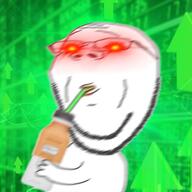 arm biz_(4chan) bottle drinking drinking_soylent drinking_straw glasses glowing_eyes hand holding_bottle holding_object holding_soylent plastic_bottle smile soy soyjak soylent soylent_bottle stubble subvariant:wholesome_soyjak variant:gapejak // 1000x1000 // 813.6KB