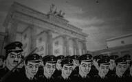 adolf_hitler animated army berlin brandenburg_gate cap clothes country fat flag full_body germany hat irl_background jumpsuit lgbt military military_cap military_uniform multiple_soyjaks nazi_germany nazism negro parade rifle self_insert soldier swastika sword text tranny variant:chudjak virtual_reality war weapon window world_war_2 // 800x500 // 2.5MB
