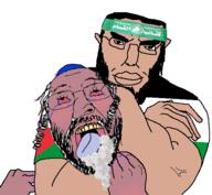 2soyjaks ack arm beard bloodshot_eyes buff choke_hold clothes crying ear foaming_at_the_mouth gaza glasses hair hamas headlock israel israeli judaism kike muscular_male open_mouth palestine payot purple_skin qassam rabies smile strangling subvariant:chudjak_front suffocation the_weak_should_fear_the_strong variant:bernd variant:chudjak // 499x461 // 99.2KB