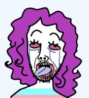 bloodshot_eyes drawkleki incel_(soyjak_party) kleki open_mouth purple_hair stubble tranny tripfag variant:bernd // 633x694 // 19.6KB