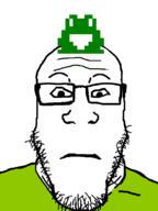 closed_mouth clothes flipnote flipnote_hatena frog glasses green neutral nintendo nintendo_ds pixel_art soyjak stubble subvariant:neutralplier tshirt variant:markiplier_soyjak video_game // 600x800 // 13.9KB