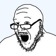 beard fat fixed glasses looking_at_you mustache open_mouth soyjak stubble template transparent_background variant:burnsjak // 500x500 // 21.2KB