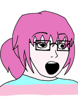 female flag:transgender_pride_flag glasses open_mouth pink_hair subvariant:soygirl tranny transgender_flag troon variant:soyak // 788x975 // 346.0KB