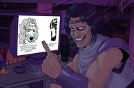 amiba anime art buff cable computer crying emperor_of_mankind eye_bags figurine headband hokuto_no_ken manga monster_energy pointing portrayed_as_the_soyjak room side_profile smug toki_(hokuto_no_ken) variant:soyak white_hair // 1960x1291 // 1.5MB