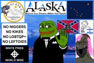 alaska alaska_constitution_party anchorage angry beard bloodshot_eyes bowtie brown_skin calvin calvin_and_hobbes celtic_cross city closed closed_mouth clothes confederate constitution_party crying fish flag flag:alaska flag:confederate_battle_flag flag:confederate_gadsden flag:confederate_states_of_america flag:israel frog gadsden_flag glasses hand hat irl_background israel jewish_nose judaism kippah long_hair mountain open_mouth pink_hair piss pocket_square sea smile smug snake star star_of_david stop suit suit_and_tie tear tranny trout tuxedo united_states variant:soyak white_pride // 1495x996 // 1.1MB