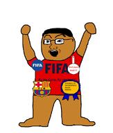 3rd_place_award 3rd_world award barcelona black black_skin brown brown_skin ea ea_sports fifa football futbol hair hand hands_up meta:is_a_soyjak meta:tagme middle_east no_pants pantless pants_down soccer sports variant:mouth_open_soyak variant:soyak // 700x824 // 27.5KB