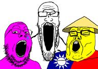 3soyjaks GNULinux Thinkson admin anon anonymous arch_linux asian buck_teeth china chud developer flag:taiwan glasses manager nuadmin nudev numanager open_mouth pink_skin question_mark slant_eyes soyjak soyjak_trio straw_hat stretched_mouth stubble taiwan variant:gapejak variant:markiplier_soyjak variant:tony_soprano_soyjak yellow yellow_skin // 828x581 // 45.0KB