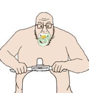 baby blart caca glasses low_quality open_mouth riding scooter soyjak stubble variant:blartjak // 876x921 // 35.7KB