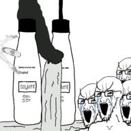 5soyjaks 9_11 attacks_you balding bottle crying flying glasses large_eyebrows open_mouth smile smoke soy soylent stretched_mouth stubble subvariant:fingerboy teeth twin_towers variant:a24_slowburn_soyjak variant:soyak white_background white_skin // 1000x1000 // 490.6KB