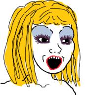 female femjak lipstick open_mouth soyjak subvariant:female_soyak variant:soyak yellow_hair // 715x800 // 16.7KB