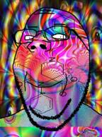 colorful drugs eyes fentanyl glasses psychedelic small_eyes smile stubble subvariant:wholesome_soyjak variant:gapejak // 600x800 // 1.0MB