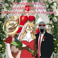 bp_(tranny_board) 9a0c artist:chud averi clothes dress flowers furry glasses grey_skin janny love meta:Not_OC meta:tagme red ring suit text variant:markiplier_soyjak wedding // 2000x2000 // 3.5MB