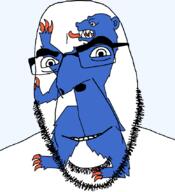 angry animal bear buskerud county flag flag:buskerud glasses hair looking_to_the_left norway smile soyjak stubble teeth thick_eyebrows tongue transparent_background variant:cobson // 775x849 // 109.8KB