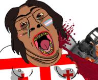 bad_teeth balding blood bloodshot_eyes brown_skin chainsaw churka cross crying fat flag:georgia_(country) flag:transgender_pride_flag georgia glasses gore hair i_love i_trans_heart nipple open_mouth soyjak subvariant:chainsaw_bernd sweating tranny variant:bernd white_background yellow_teeth // 1564x1284 // 654.7KB