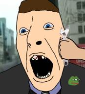 blood blue_eyes brown_hair clothes frog necktie pepe punch richard_spencer suit tooth variant:cobson white_skin wrench // 905x1000 // 315.4KB