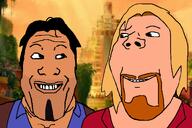 2soyjaks are_you_soying_what_im_soying cartoon disney glasses hair looking_at_each_other miguel movie raised_eyebrow smirk soyjak stubble subvariant:wholesome_soyjak the_road_to_el_dorado tulio variant:gapejak variant:markiplier_soyjak // 1200x800 // 506.4KB