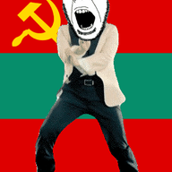 angry animated communism country dance flag flag:transnistria full_body gangnam_style glasses hammer hammer_and_sickle irl open_mouth sickle soyjak star stubble transnistria variant:cobson // 300x460 // 501.6KB