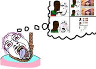 bbc bloodshot_eyes bwc chud flag rope soyjak stubble suicide tbp thought_bubble tongue tranny variant:chudjak variant:cobson // 2380x1714 // 708.7KB