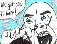 blue_eyes coal glasses graffiti hand internet_is_leaking irl open_mouth redraw soyjak speech_bubble stubble text variant:cobson // 745x577 // 149.4KB