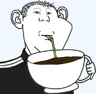 balding clothes cup drinking drinking_straw ear hair hand holding_object looking_at_you merge soyjak subvariant:impdrink track_suit variant:carterjak variant:impish_soyak_ears variant:kuzjak // 1053x1035 // 149.0KB