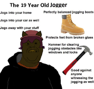 19 biting_lip black_hoodie boot boots cat_ear hammer hoodie jimbo_(namefag) jimbo_(user) jog jogger jogging meta:namefags necklace niko_(oneshot) oneshot reddit_meme variant:alicia yellow_sclera yellow_teeth // 661x623 // 346.1KB