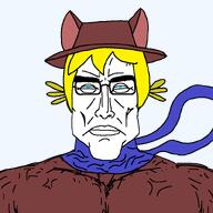 blue_eyes closed_mouth ear front_facing glasses hair jimbo_(namefag) meta:namefags muscles muscular_male odmij_(namefag) soyjak subvariant:perceptive_chud trend:aryan variant:chudjak yellow_hair // 799x799 // 47.1KB