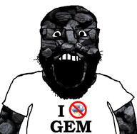 arm beard clothes coal coal_skin gem glasses hair i_hate no_symbol open_mouth soyjak subvariant:science_lover text tshirt variant:markiplier_soyjak // 800x789 // 220.9KB